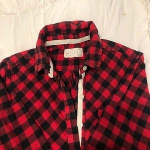 Aerie red and black check flannel tunic size XS